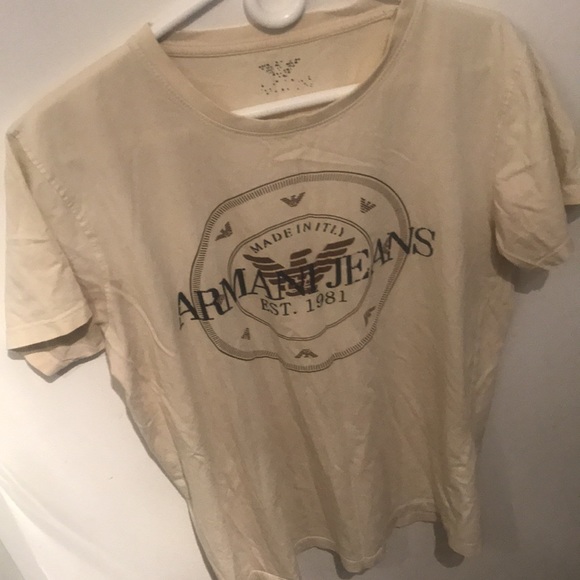Armani Jeans Ultra Soft Cream Tshirt with Brown and Black Logo Stylin! 😎 - Picture 2 of 4